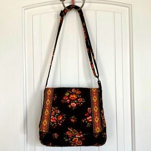 Vera Bradley Women’s Brown On Floral Medium Shoulder Bag. 9.5”x8”x2.5”Deep